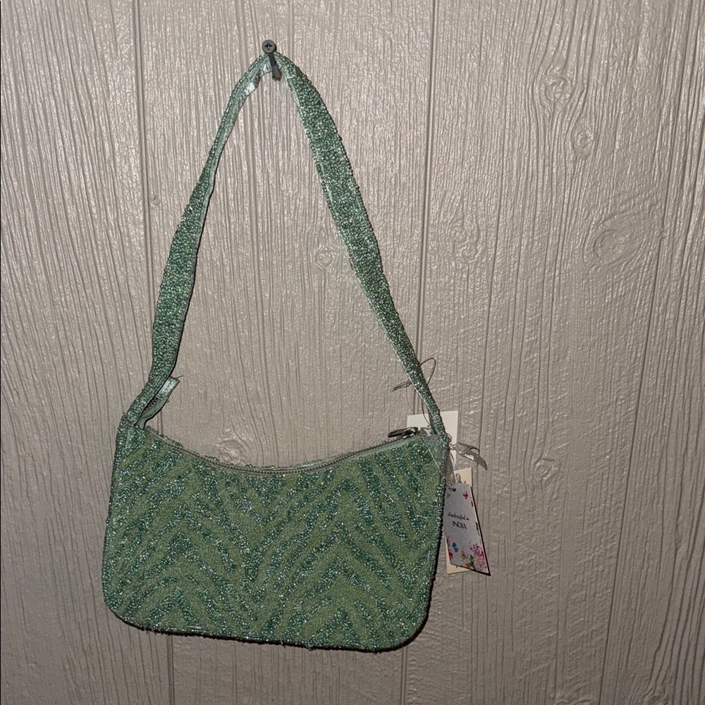 Green Beaded Women's Bag